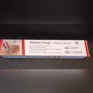 Premium Silicone Kitchen Tongs - Black